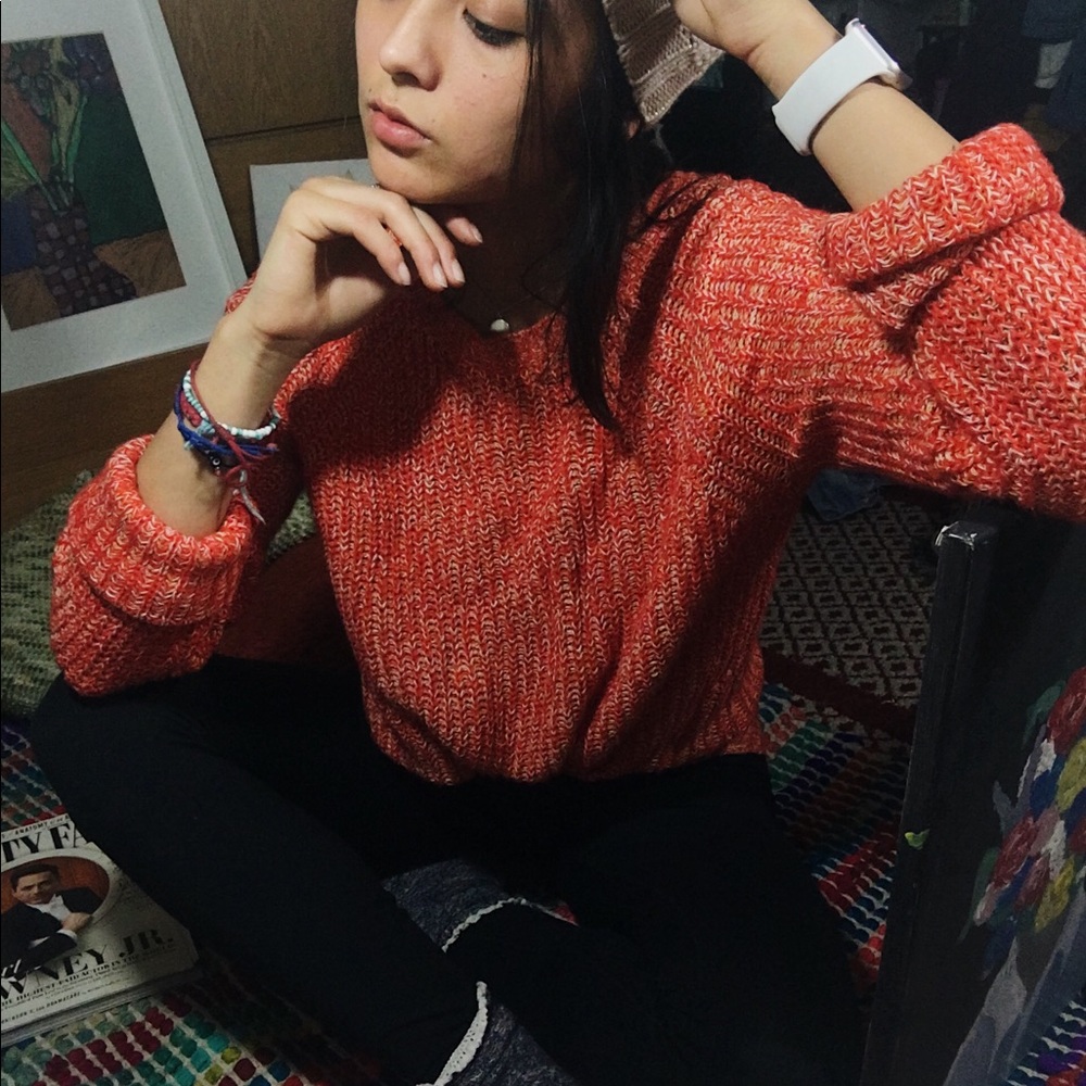 Orange threaded oversized sweater